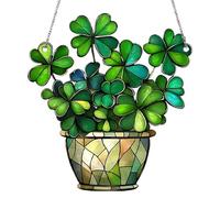 St Patrick Day Clover Ornaments - Window Decor Irish Ornaments | 2D Flat St. Patricks Day Shamrock Sun Catcher | Acrylic Green Clover Pendant | Four Leaves Clover Decor, St Patricks Day Decoration