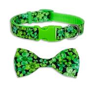 St Patrick Dog Bow Tie with Collar, Irish Holiday Shamrock Lucky Collar for Boys and Girls Large Medium Pets Puppies (St. Patrick's Day, Large-(16-27") Neck * 1" Wide)