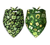 St. Patrick Dog Cat Bandana, Holiday 2 Pack Bandana Irish Rainbow Shamrock Scarfs for Small Medium Large Dogs Cats Pet Puppies