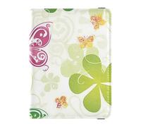 St. Patrick Green Boho Butterfly Leather decorative passport book holder Vaccine Case Protector Cover Passport Wallet Ultra Slim, St. Patrick green boho butterfly, One Size