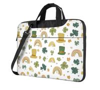 St.Patrick Hat Laptop Bag for 13 inch, 4 Leaf Clover Laptop Case Sleeve with Shoulder Strap,Portable Shockproof Protective Computer Carrying Cover Briefcase for Women Men