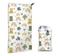 St.Patrick Hat Microfibre Towel Quick Dry Absorbent for Gym Camping Hiking Swimming Travel 4 Leaf Clover Lightweight Compact Large Beach Towel 80 x 40cm