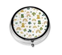 St.Patrick Hat Small Pill Box 3 Compartment Portable Pill Box for Purse Pocket 4 Leaf Clover Mini Medicine Organiser for Daily Vitamin Fish Oil Storage