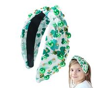 St Patrick Headband, Knotted Clover Headband, St. Patrick's Day Headband Green Shamrock Headband Embellished Crystal Rhinestone Headband for Irish Holiday Hair Accessory