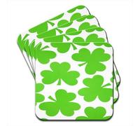 St Patrick Irish Shamrock 3 Leaf Lucky Clover Set of 4 Coasters