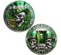 St. Patrick’s Day Challenge Coin - Irish Pride Skull & Shamrock Commemorative Coin - Lucky Green Collectible Token for Home Bar Decor & Gift for Men & Women (1pc)