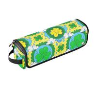 St. Patrick’s Day Clover Green 2 in 1 Hair Tools Organizer with Heat Resistant Mat Dustproof Travel Hair Straightener Bag for Flat Irons, Straighteners, Curling Irons, Trave Case for Women