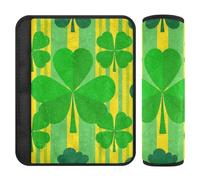 St. Patrick’s Day Clover Green Stripe 2 pcs Seatbelt Covers Cute Release Stress to Your Neck and Shoulders for SUV Protector para cinturón de carro