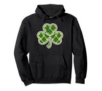 St. Patrick’s Day Clover | Preppy Green Argyle Shamrock Pullover Hoodie