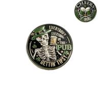 St. Patrick’s Day Commemorative Coin, Irish Shamrock Collectible Coin, Double-Sided Irish Beer Skeleton Challenge Coin, Funny St Paddy’s Day Token, Pub Bar Decor & Holiday Display Token (1Pcs)