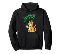 St Patrick’s Day Cute Irish Cat Blowing Bubbles Lucky Clover Pullover Hoodie