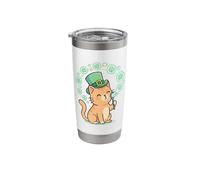 St Patrick’s Day Cute Irish Cat Blowing Bubbles Lucky Clover Stainless Steel Insulated Tumbler