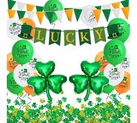 St Patrick’s Day Decorations, St Patricks Day Accessories, Irish Flag Bunting, Irish Party Decor, St Patrick’s Day Balloons, Lucky Banner Garland, Shamrocks Confetti for Irish Party Supplies