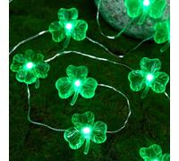 St Patrick’s Day Decorative String Lights, Three Leaf Shamrock with Lucky Clover 8.5ft 24 LEDs String Lights USB Battery Powered for Costume Parade Home Spring Nightlight