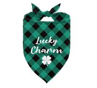 St. Patrick’s Day Dog Bandana Lucky Charm, Buffalo Plaid Pet Triangle Scarf for Dogs, Luck Charm Holiday Puppy Bandana, Farmhouse Irish Dog Accessories for Small Medium Dogs