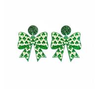 St Patrick’s Day Earrings for Women, Green Bow Shamrock Earrings, Irish Lucky Clover Dangle Earrings, St Patrick’s Day Jewelry Gifts for Women