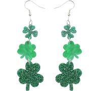 St. Patrick’s Day Earrings Green Shamrock Earrings for Women Irish Clover Dangle Earrings Saint Patrick’s Day Accessories Irish Day Parade Earrings Decorations 1Pair, M, Metal, No Gemstone