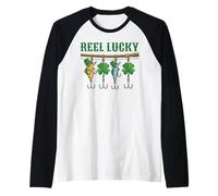 St. Patrick’s Day Fishing Reel Lucky Raglan Baseball Tee