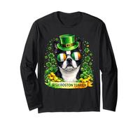 St Patrick’s Day Irish Boston Terrier Lucky Shamrock Long Sleeve T-Shirt