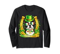 St Patrick’s Day Irish Boston Terrier Lucky Shamrock Long Sleeve T-Shirt