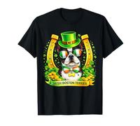 St Patrick’s Day Irish Boston Terrier Lucky Shamrock T-Shirt