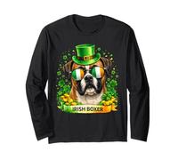 St Patrick’s Day Irish Boxer Lucky Shamrock Dog Lover Long Sleeve T-Shirt