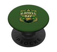 St Patrick’s Day Irish Crest Design Celtic Shamrock Badge PopSockets Adhesive PopGrip