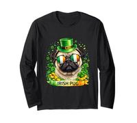 St Patrick’s Day Irish Pug Lucky Shamrock Dog Lover Long Sleeve T-Shirt