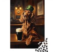 St. Patrick’s Day Irish Setter in A Pub Jigsaw Puzzle for Adults, 1000 Pieces, 52x38cm/1000pcs, Fresh Winter Hobby, Screen-Free Leisure And Winter Weekends