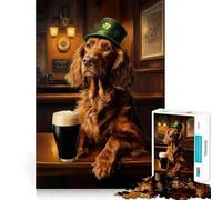 St. Patrick’s Day Irish Setter in A Pub Jigsaw Puzzles 1000 Pieces for Teenagers Thought Toy Shared Fun Precise Edge Santa Wish Item 50x75cm