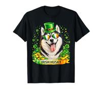 St Patrick’s Day Irish Siberian Husky Lucky Shamrock T-Shirt
