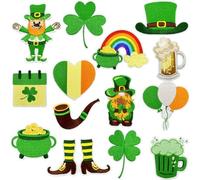 St.Patrick’s Day Iron on Patches 14PCS Green Shamrock Clover Theme Appliques Repair Patch Lucky Irish Hat Dwarf Balloon Sew on Patches Embroidered Patches for Jacket Jean Backpack DIY Craft Supplies
