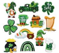St.Patrick’s Day Iron on Patches Green Style Embroidered Sew on Appliques Irish Clover Lucky Shamrock Dwarf Car Hat Design Repair Patches DIY Crafts for Clothing Jacket Dress Backpack Decoration Gifts