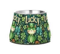 St. Patrick′s Day Raised Pets Water Bowl with Stand Stainless Steel Raised Cat Bowls for Medium Dogs Slow Down Eating