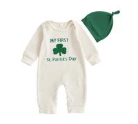 St. Patrick’s Day Romper Toddler My First St.Patricks Day Baby Boy Gentleman Outfit Green Bow Tie Long Sleeve Romper Lucky Shamrock Pant Clothes Set 2Pcs