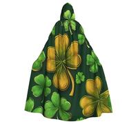 St Patrick-Shamrocks Adult Witch Hooded Cape, Halloween Costume Hooded Cloak