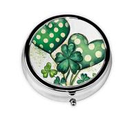 St.Patrick Small Pill Box 3 Compartment Portable Pill Box for Purse Pocket Clover Heart Mini Medicine Organiser for Daily Vitamin Fish Oil Storage
