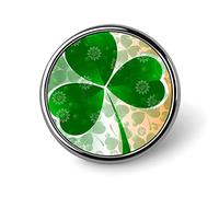 St. Patrick’s Day Shamrock Irish Lucky Clover Leaves Round Brooch Pin, Unisex Smooth Lapel Tie Pin, Lightweight Badge Jewelry Crafts Decor for Costume Accessory Men Women