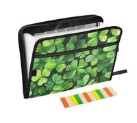 St. Patrick's Cartoon Clover Document Organizer 13 Pockets A4 Letter Size with Zipper Closure for Classroom Home Office Travel