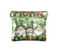 St. Patrick's Cartoon Clover Dwarf PU Leather Change Purse Unique Change Wallet for Women, St. Patrick's Cartoon Clover Dwarf, One Size, Print Art