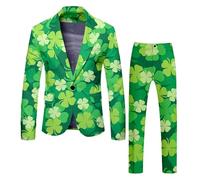 St. Patrick's Costume Men's St. Pat Day Suit, Two Piece, All Print, Top and Bottom Trouser, Two Piece Tennis Suit Slim Fit Costume