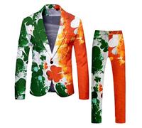 St. Patrick's Costume Men's St. Pat Day Suit, Two Piece, All Print, Top and Bottom Trouser, Two Piece Tennis Suit Slim Fit Costume