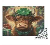 St. Patrick's Cow 1000 Pieces Jigsaw Puzzle for Adults Stress Relief Puzzle Gift Box Included Missing Piece Guarantee Recycled Cardboard 38x26cm/1000pcs