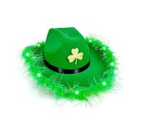 St. Patrick's Cowboy Hat St Patricks Day Accessories Leprechaun Costume Green Hat St Patty's Day Costume Lucky Shamrock Decorations Headwear for Men and Women (C, One Size)