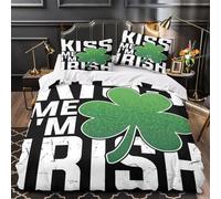 St. Patrick's Day 3D Printed Duvet Cover Set 3pcs Microfibre Lightweight Concealed Irish festive design Duvet Insert Cover 2 Pillowcases Skin-Friendly Home Decor Kids & Girls Super king（260x220cm）
