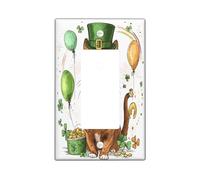 St.Patrick's Day Abyssinian Cat Decorative Light Switch Cover Plate 1 Gang Single Rocker, Fun Cute Kitten Electrical Switchplate, Shamrock Pet Print Electrical Faceplate for Room