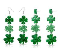 St Patricks Day Accessories for Women Shamrock Clover Earrings and Studs Set of 2 St Patricks Day Earrings Irish Lucky Green Heart Four Leaf Earring Decorations Good Luck Jewelry Gift