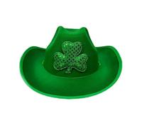 St Patrick's Day Accessories Green Irish Shamrock Cowboy Hat for Adults, Fancy Dress Accessory, Lucky Clover Party Hat for St Paddy's Day Parade