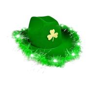 St Patrick's Day Accessories Green Irish Shamrock Cowboy Hat for Adults, Fancy Dress Accessory, Lucky Clover Party Hat for St Paddy's Day Parade