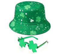 St Patricks Day Accessories - St Patricks Day Hat + St Patrick's Day Clover Green Glasses, St Paddys Day Accessories for Party Decorations for Kids Men Women, Irish Gifts St Patrick Day (Four Leaf-1)